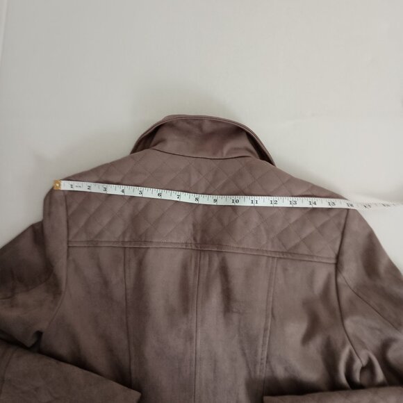 Kut from the Kloth Tan Faux Suede Quilted Panel Moto Jacket Women’s Size Medium - Picture 11 of 16